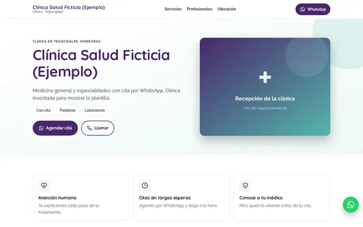 Ejemplo de demo para clínicas y consultorios: Clínica Salud Ficticia (Ejemplo)